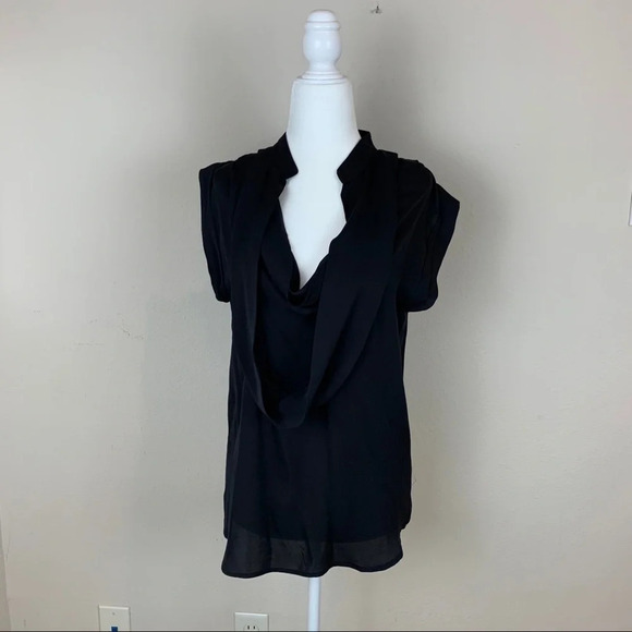Mara Hoffman Cowl Neck Draped Short Sleeve Blouse Top Size 2 - Picture 1 of 8